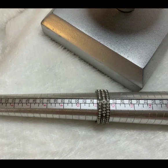 Stainless Steel 3 Row Crystal Eternity Band - Picture 7 of 8